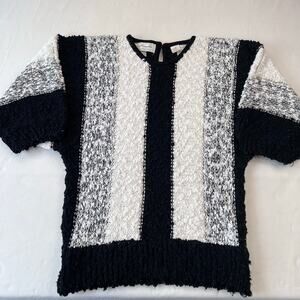 Margules Vintage Women's Short Sleeve Black White 80's Shirt Sweater Size Small
